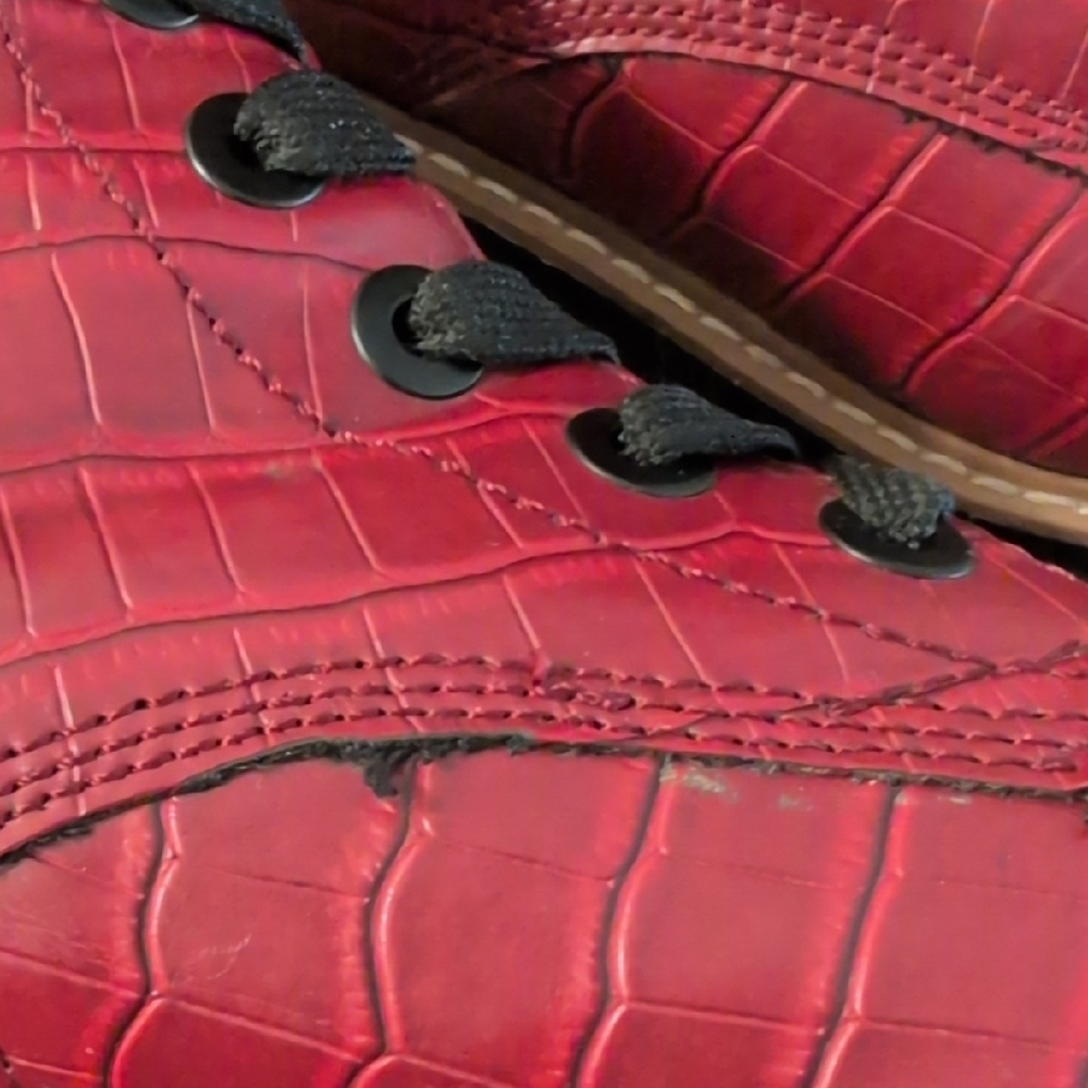 Sun + Stone Maroon Croc-Embossed Combat Boots - Picture 7 of 12